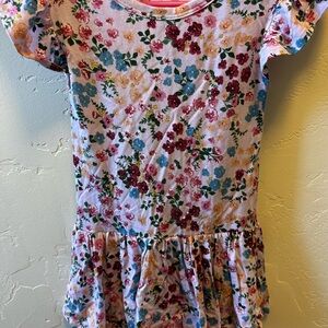 Posh Peanut Ruffled Multicolor Floral Bodysuit Dress